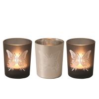 Aroma Black & Silver Butterfly 3 Tealight & Votive Holder Set Extra Image 1 Preview
